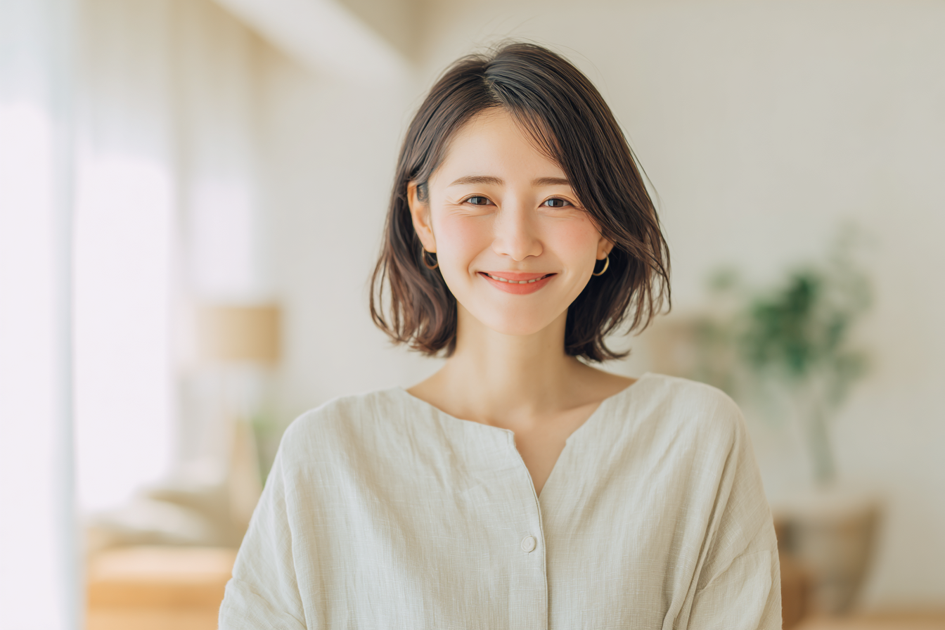 Smiling Woman in Bright Interior